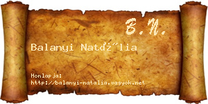 Balanyi Natália névjegykártya